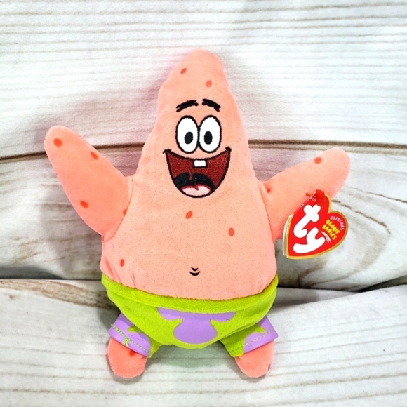 TY Patrick Star SpongeBob SquarePants Original Beanie Babies 7 Inch 2004 Tags - Picture 1 of 9